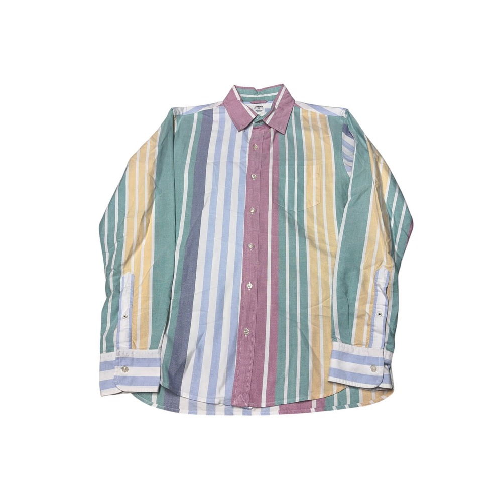 Bonobos Slim Fit Washed Oxford Shirt Mens Medium Multi Color Vertical Stripe